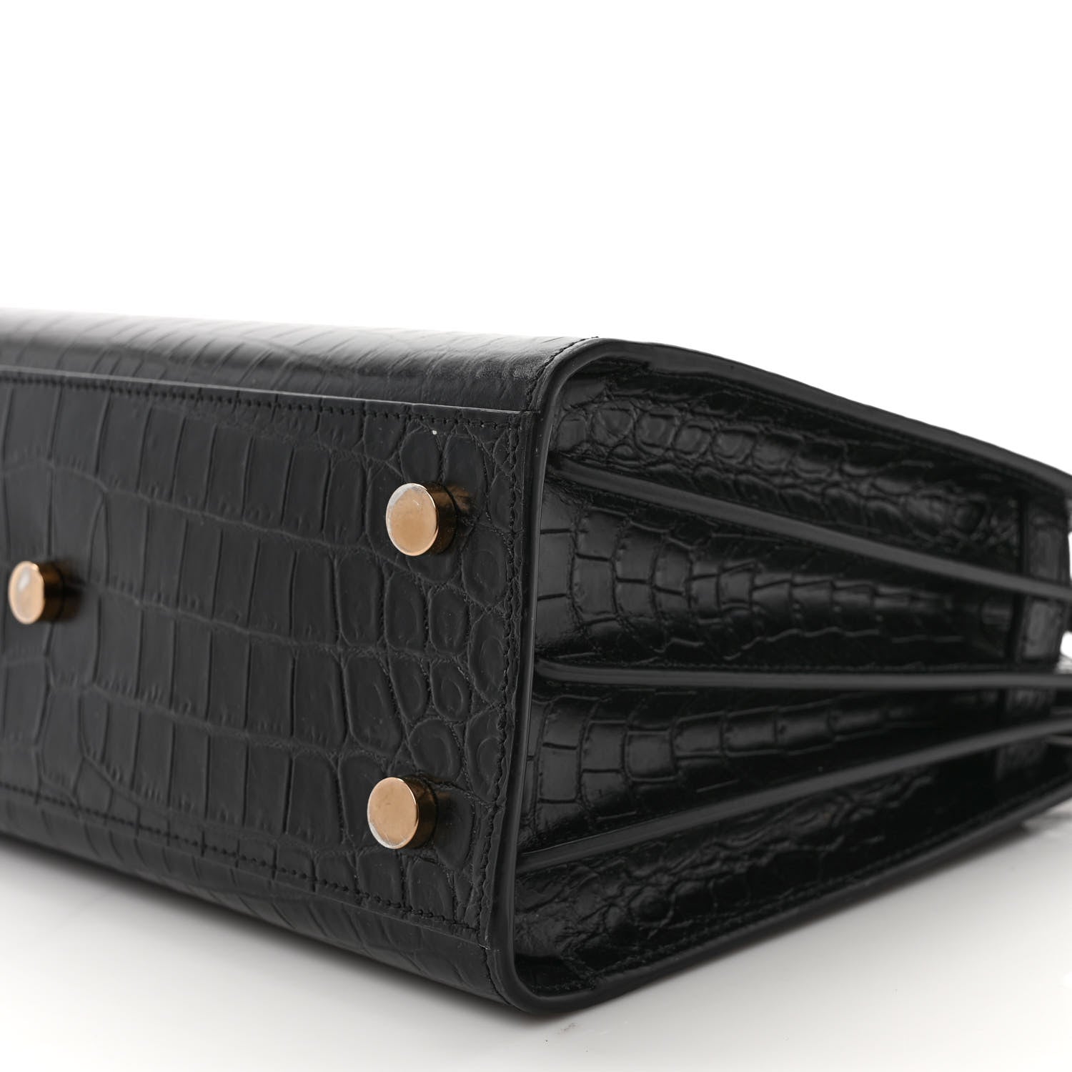 Saint Laurent Calfskin Crocodile Embossed Baby Sac De Jour Black 9 of 9