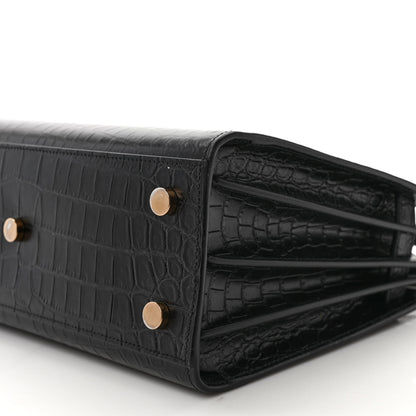 Saint Laurent Calfskin Crocodile Embossed Baby Sac De Jour Black 9 of 9