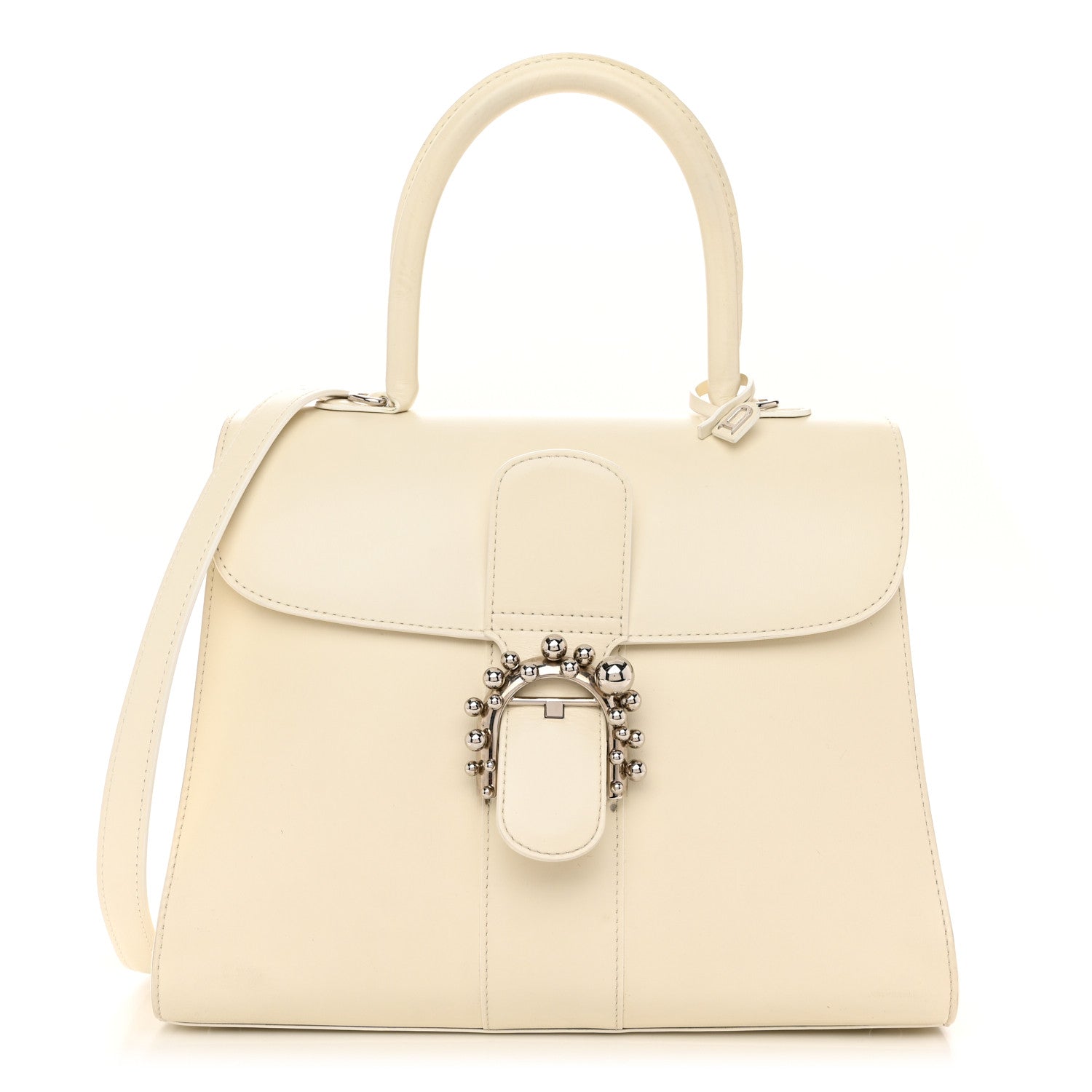 Delvaux Box Calfskin Studded MM Brillant Satchel Ivory 1 of 12