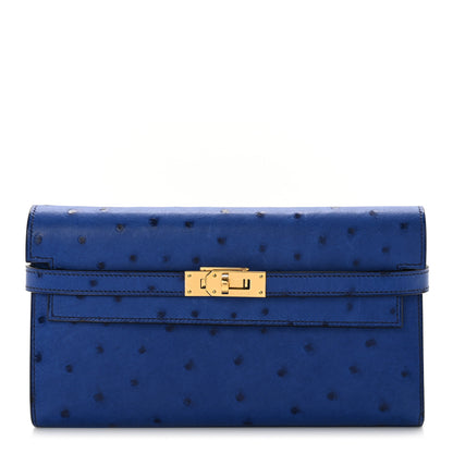 Hermes Ostrich Kelly Longue Wallet Bleu Saphir 1 of 7