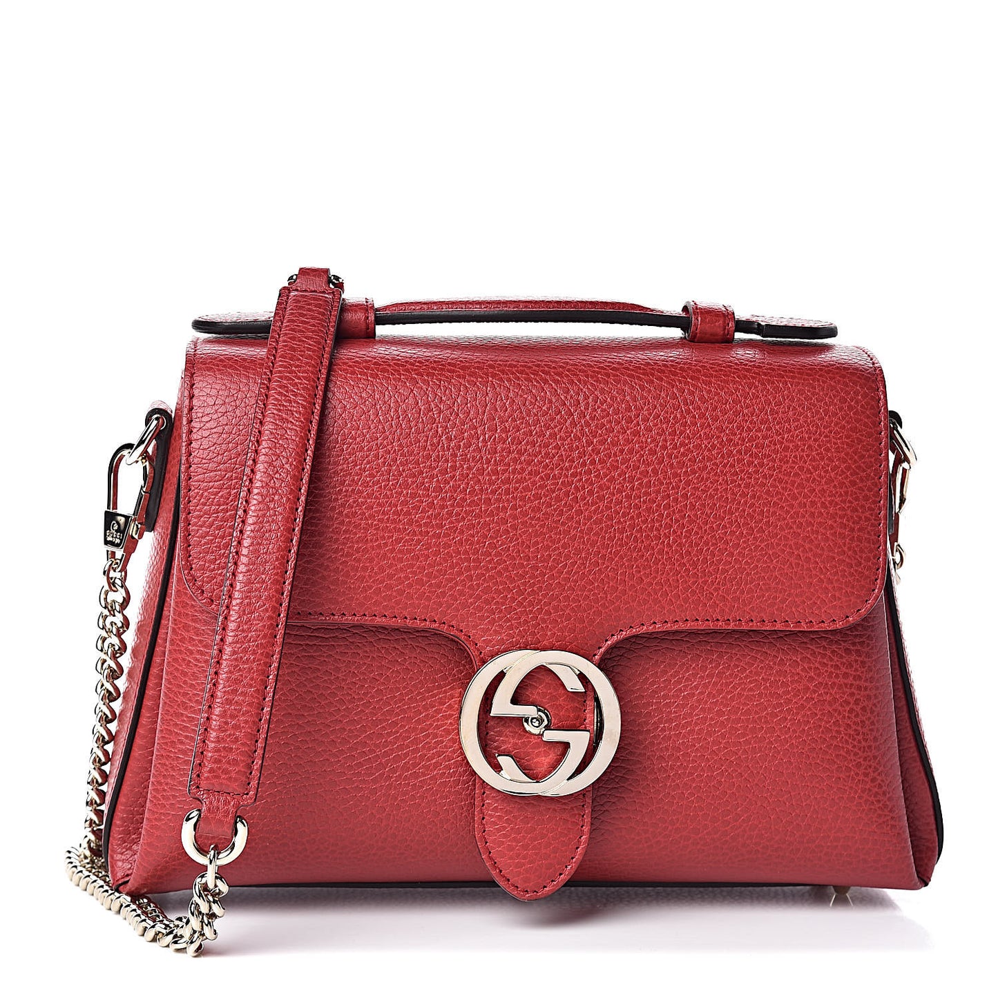 Dollar Calfskin Interlocking G Top Handle Shoulder Bag Red