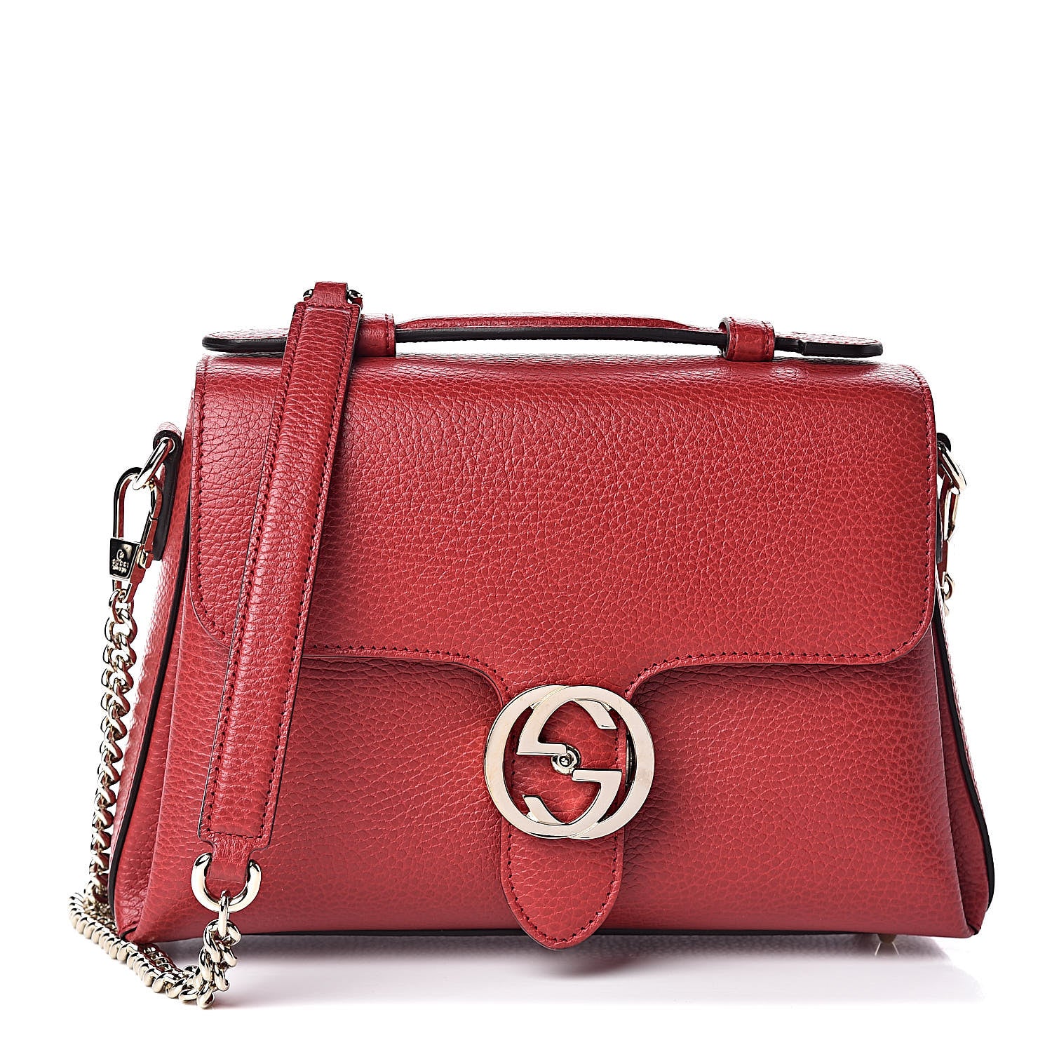 Gucci Dollar Calfskin Interlocking G Top Handle Shoulder Bag Red 1 of 10