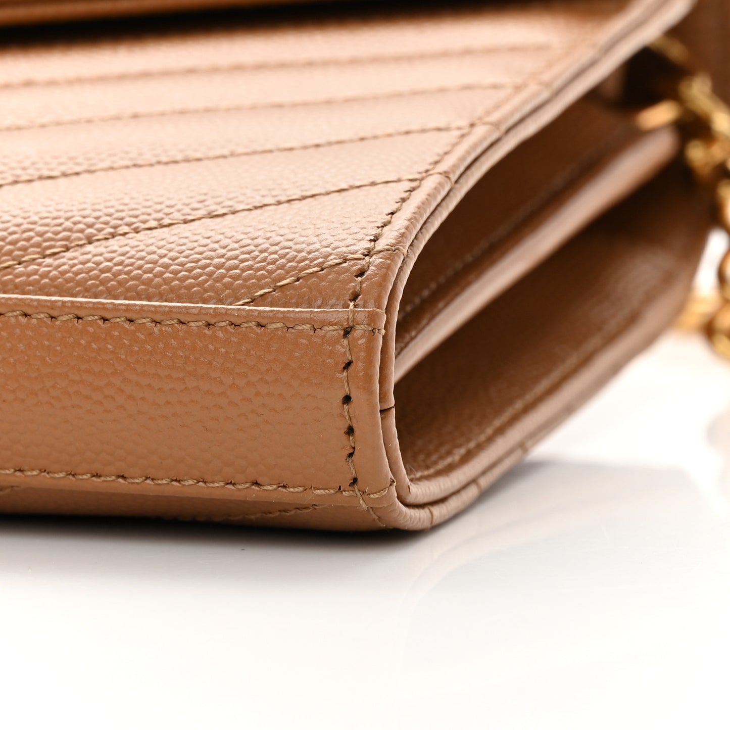 Grain De Poudre Matelasse Chevron Monogram Chain Wallet Dark Natural