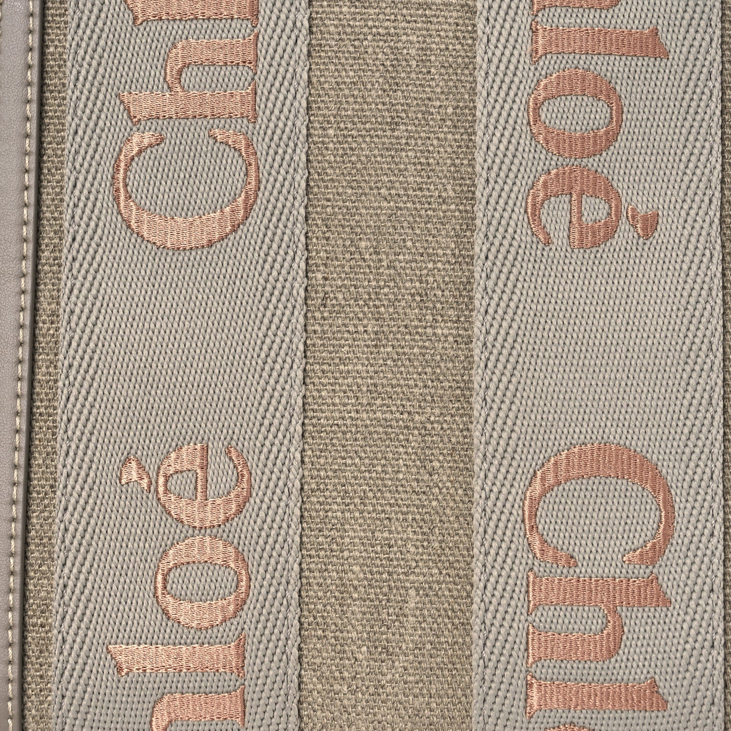 Cotton Calfskin Small Woody Ribbon Tote With Strap  Beige Taupe