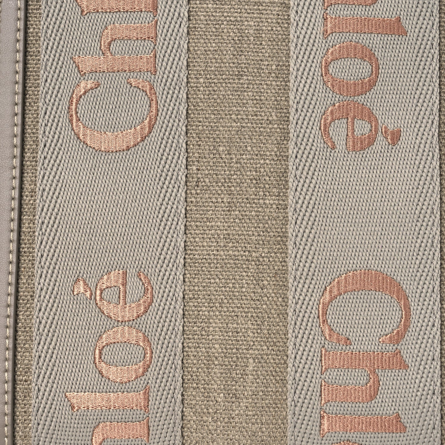 Chloe Cotton Calfskin Small Woody Ribbon Tote With Strap  Beige Taupe 8 of 12