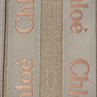 Chloe Cotton Calfskin Small Woody Ribbon Tote With Strap  Beige Taupe 8 of 12