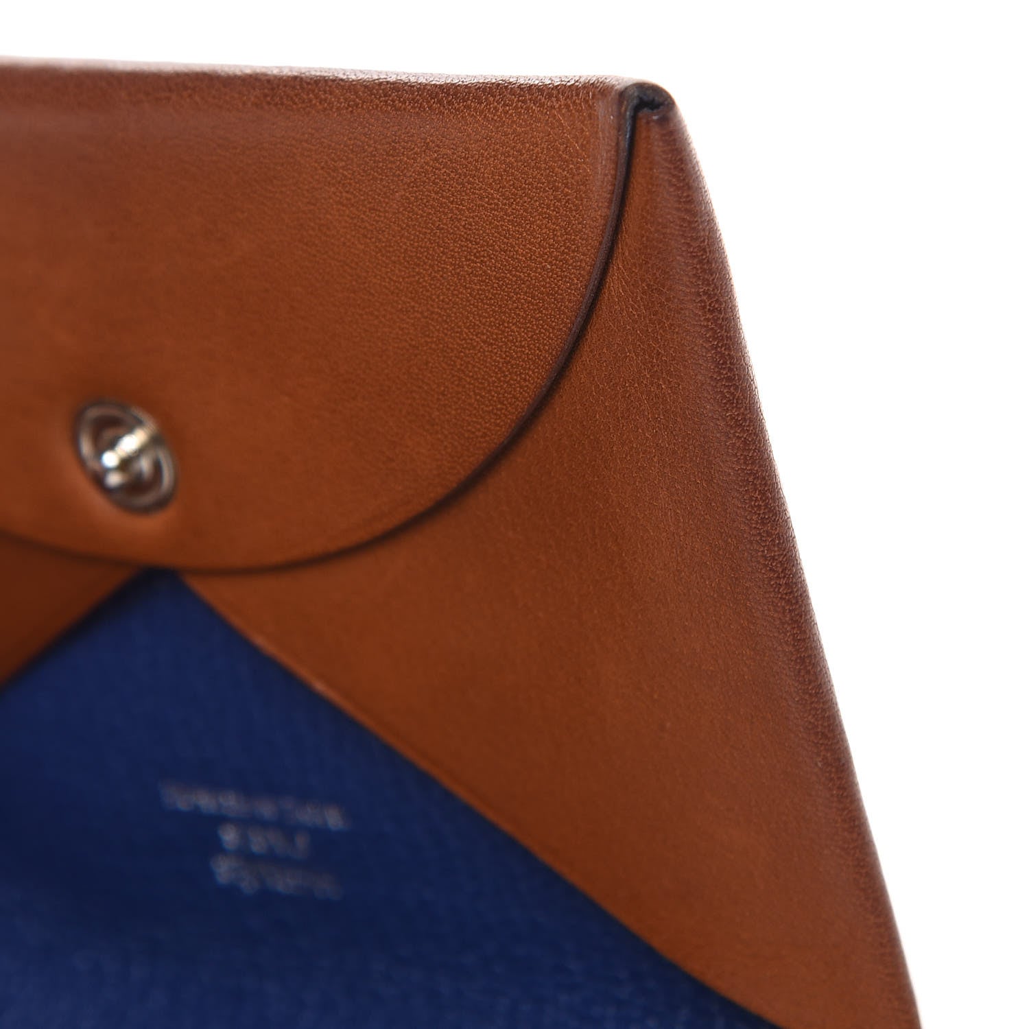 Hermes Barenia Calvi Card Case Fauve Blue Saphir 8 of 11