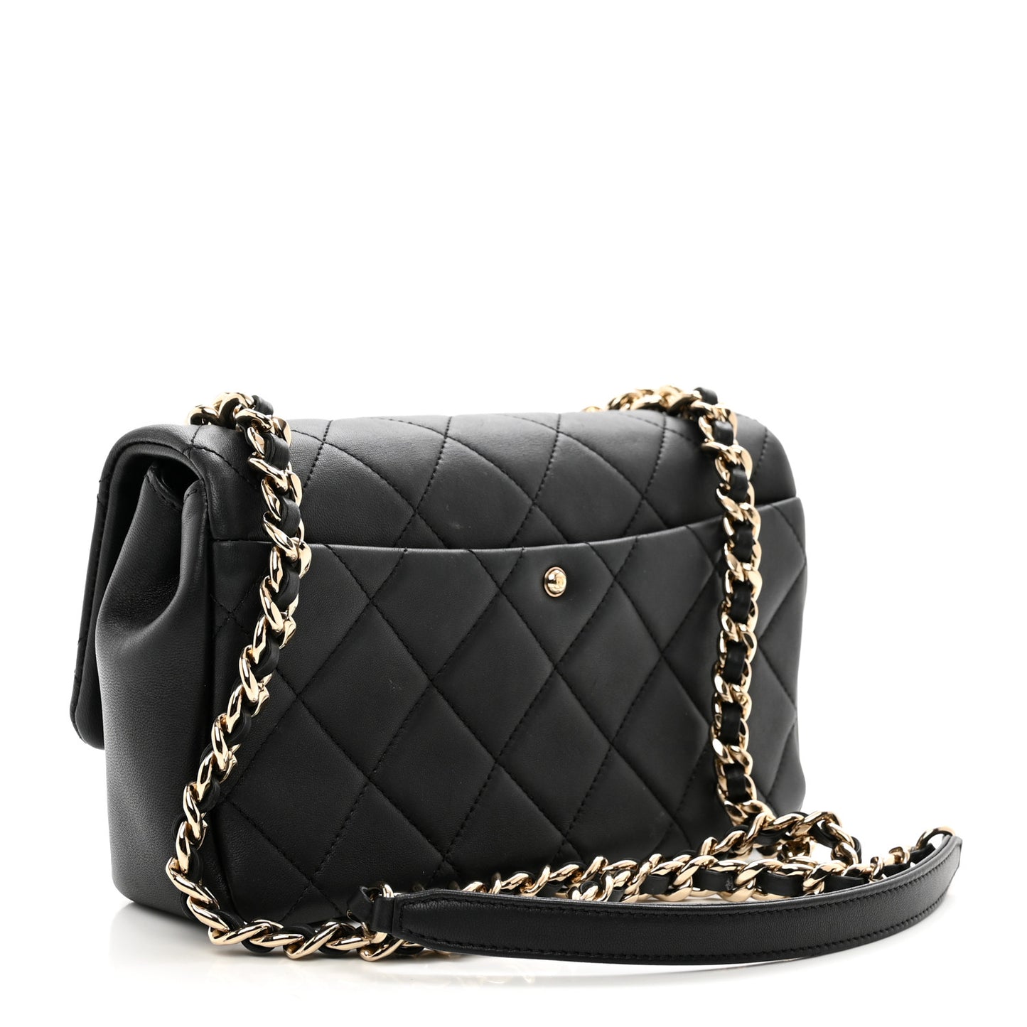 Lambskin Quilted Resin Bi-Color Chain Flap Bag Black