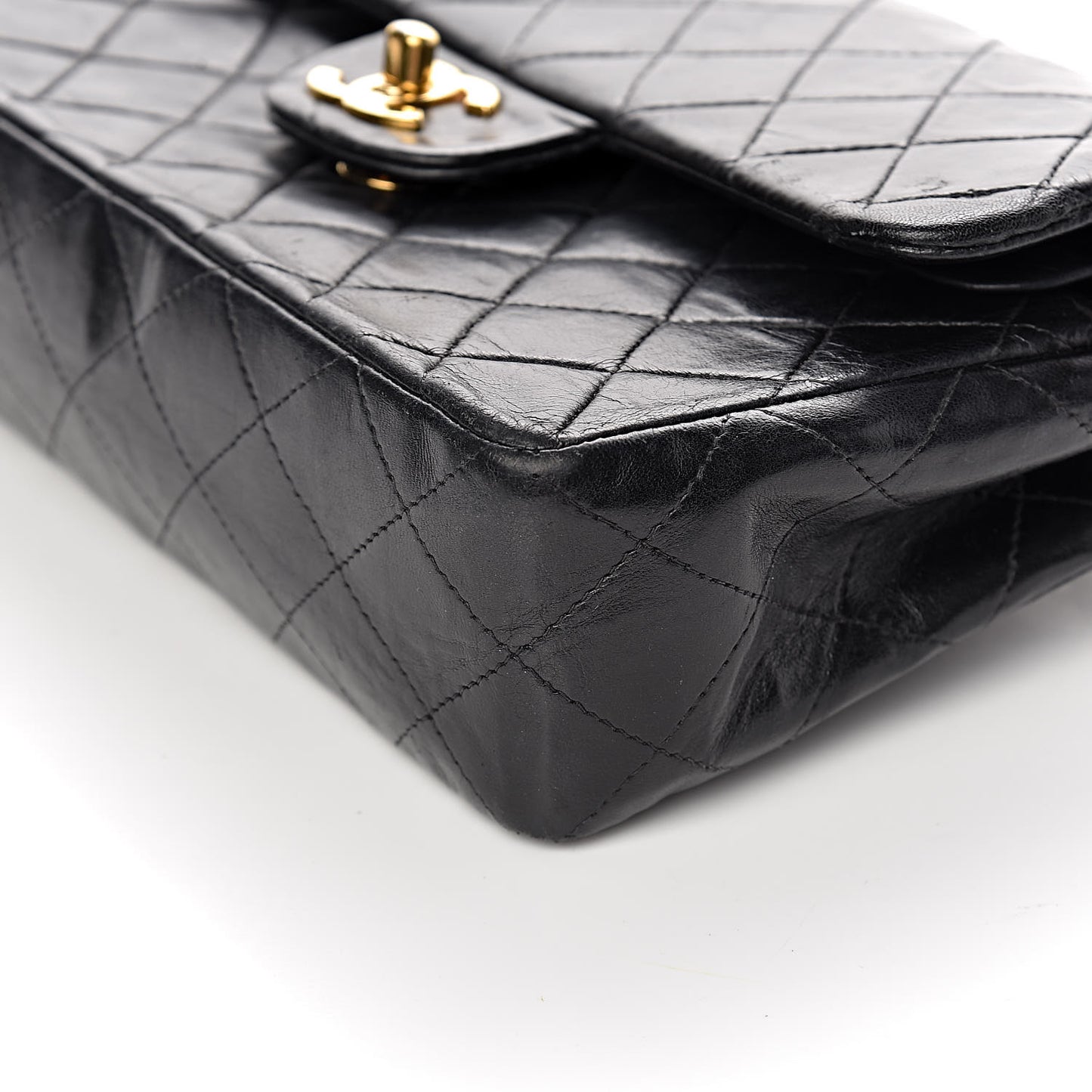 Lambskin Quilted Small Double Flap Black