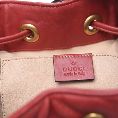 Gucci Calfskin Matelasse Sylvie Web GG Marmont Bucket Bag Hibiscus Red 10 of 15
