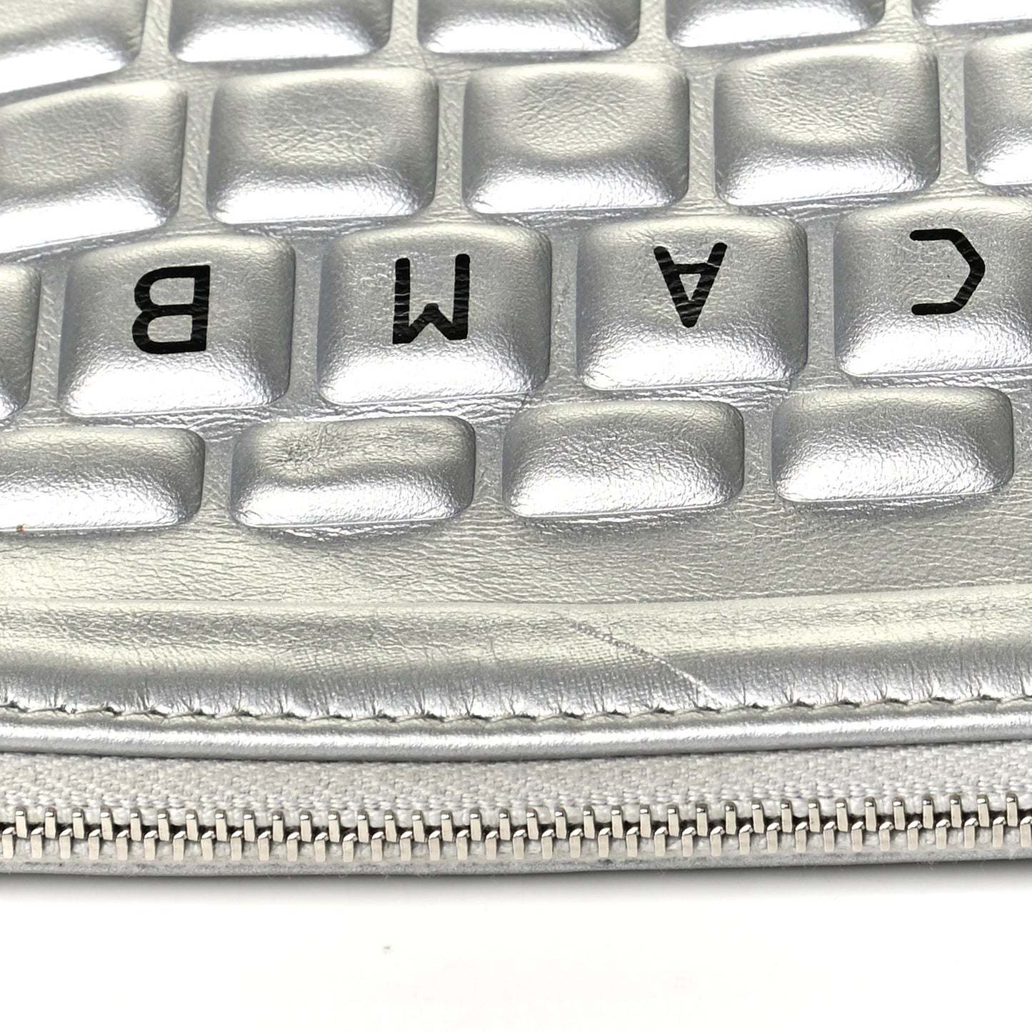 Metallic Calfskin Keyboard Pouch Silver