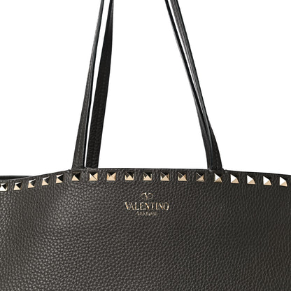 Valentino Garavani Grained Calfskin Rockstud Shoulder Tote Graphite 8 of 14