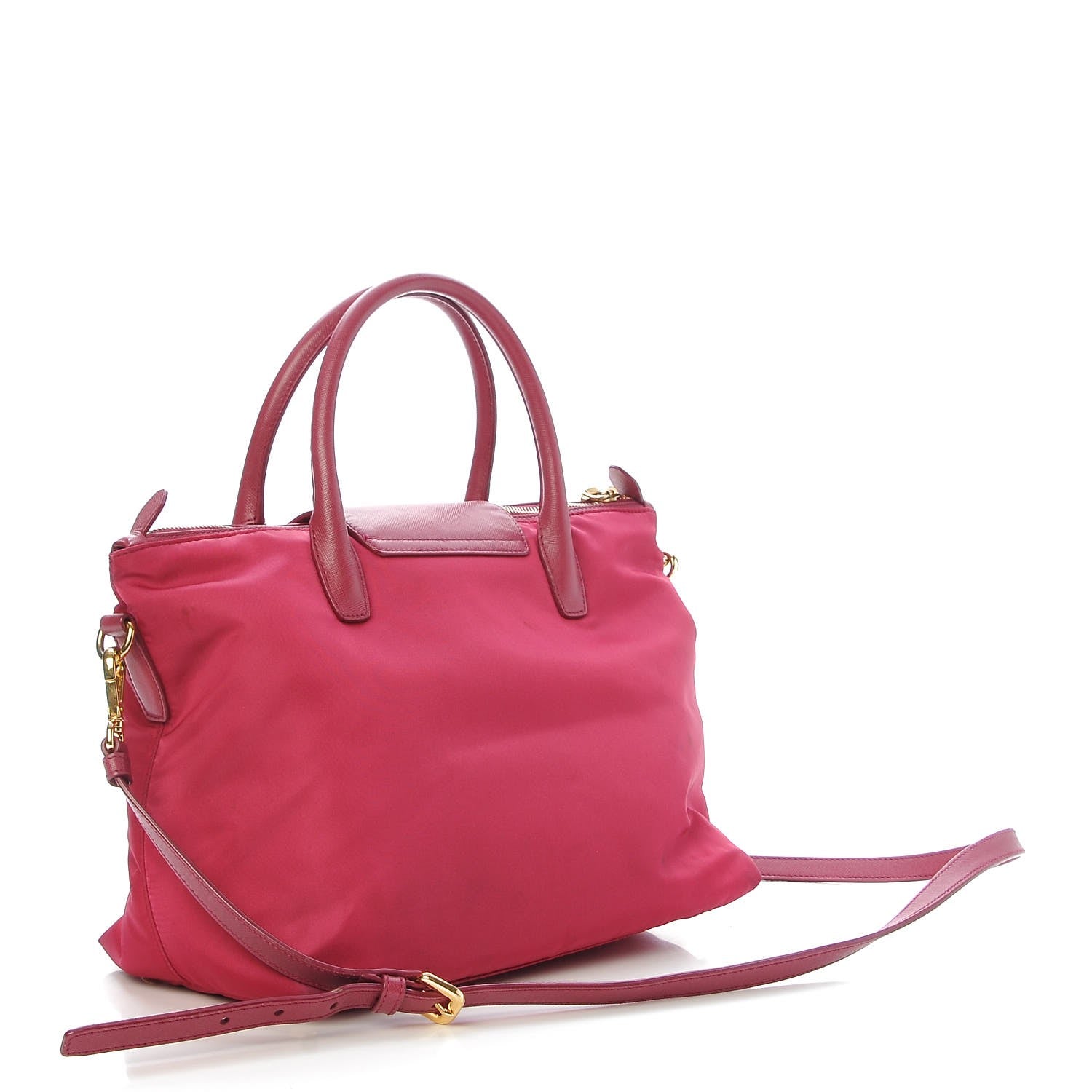 Prada Saffiano Tessuto Nylon Tote Ibisco 3 of 11