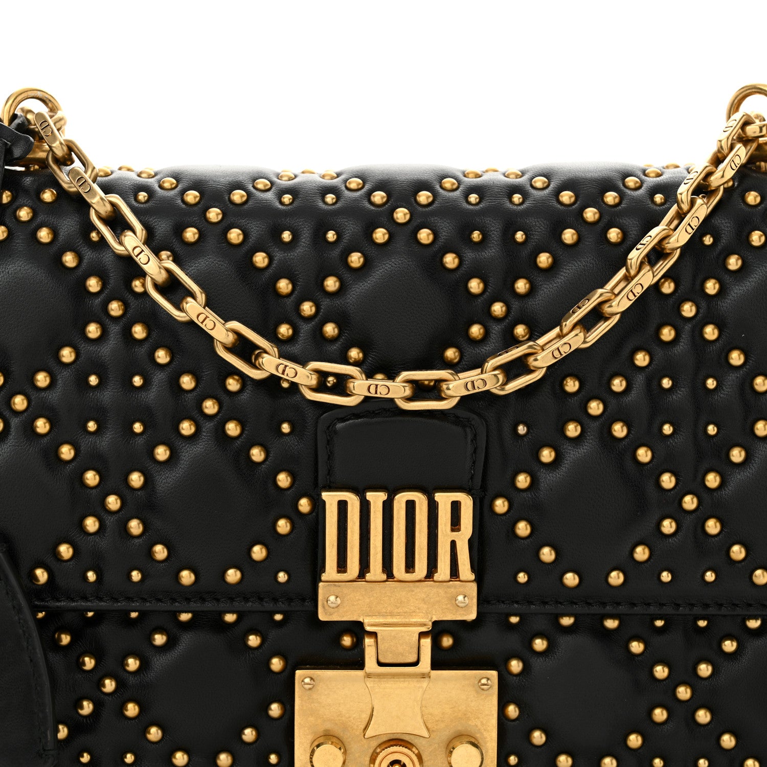 Christian Dior Lambskin Cannage Studded Large Dioraddict Flap Bag Black 8 of 11