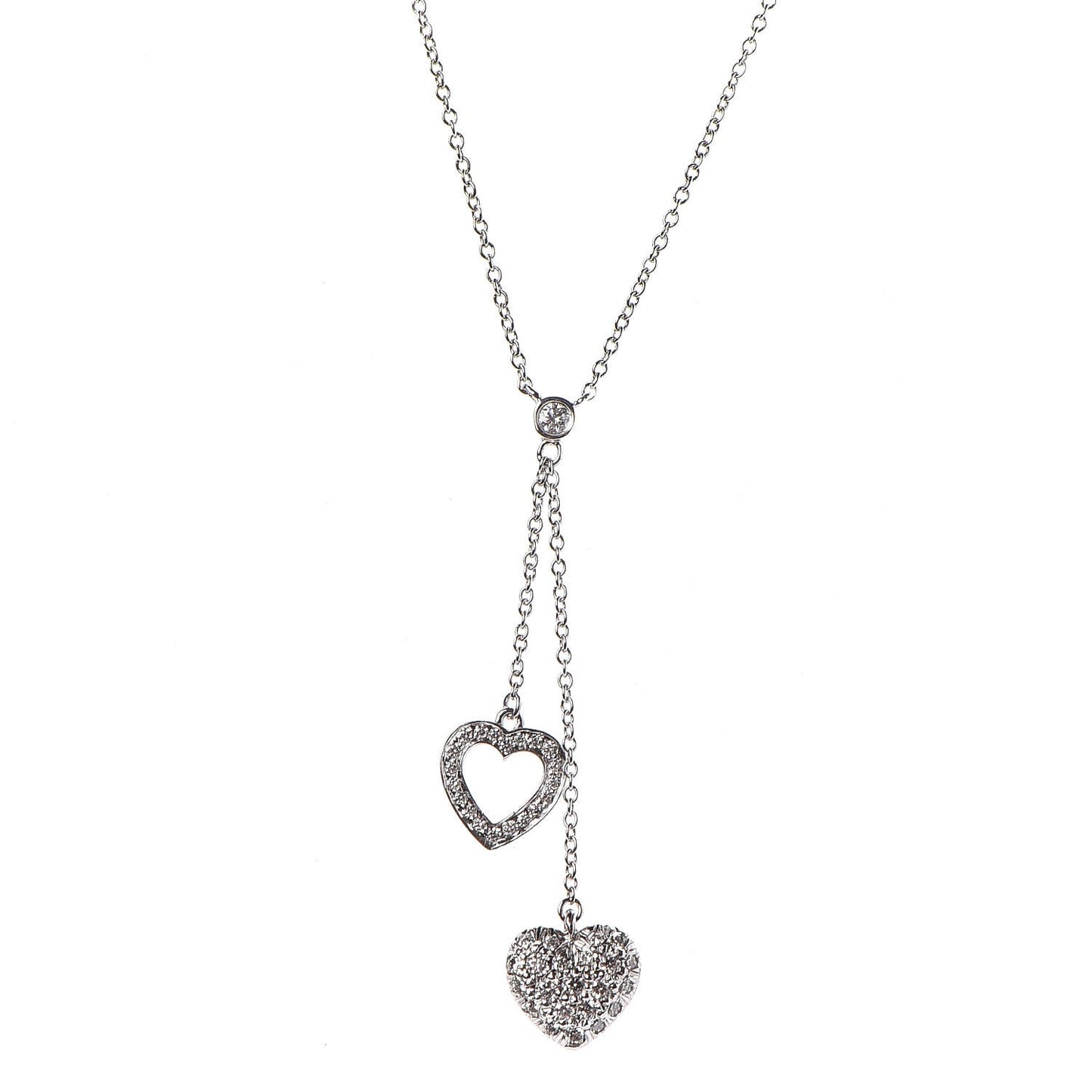 Platinum Diamonds Heart Lariat Necklace