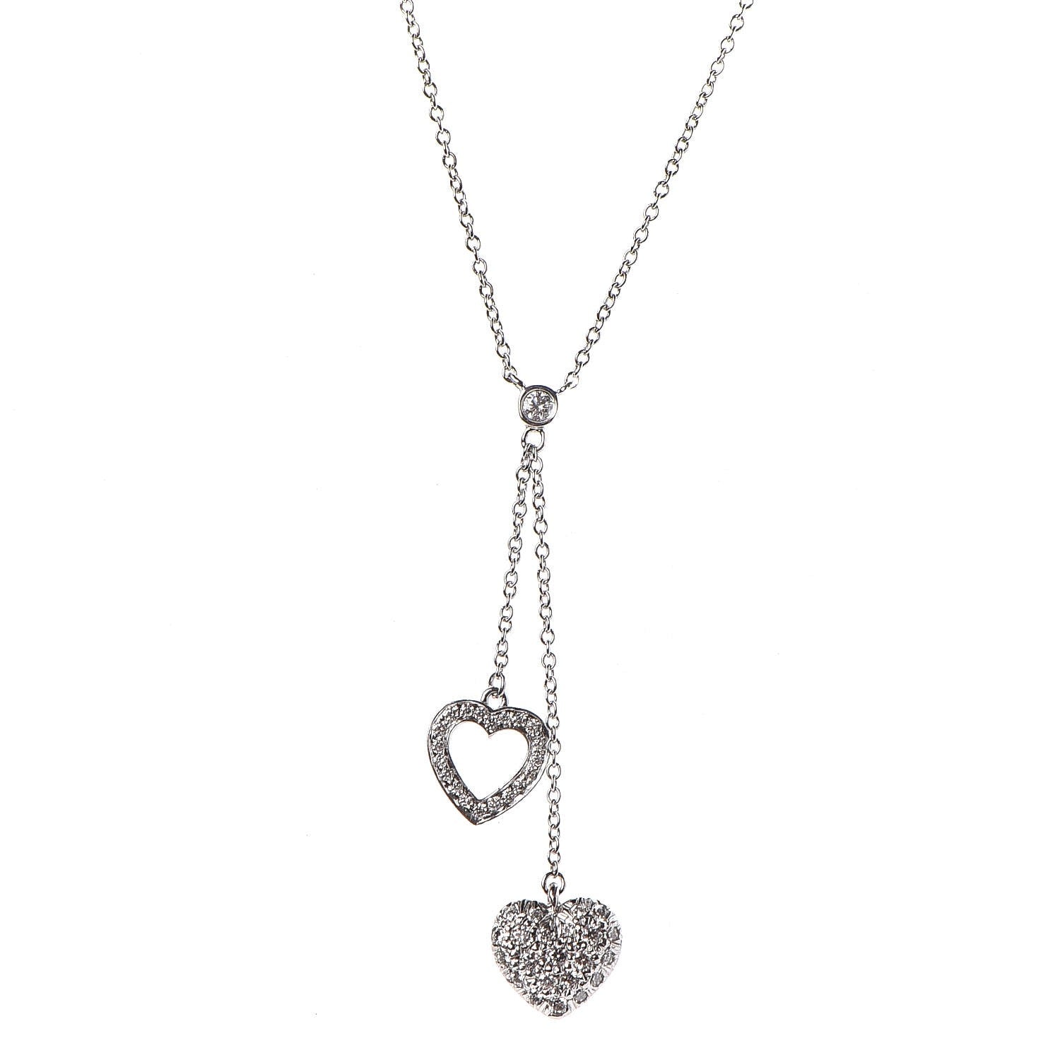 Tiffany Platinum Diamonds Heart Lariat Necklace 4 of 7