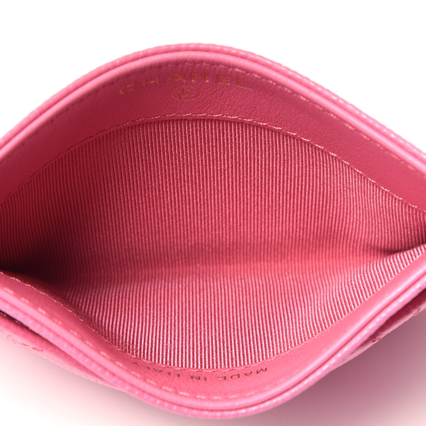 Caviar Quilted Card Holder Pink