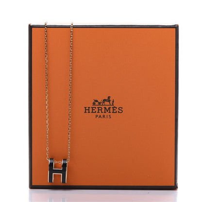 Hermes Lacquered Rose Gold Pop H Pendant Necklace Black 7 of 7