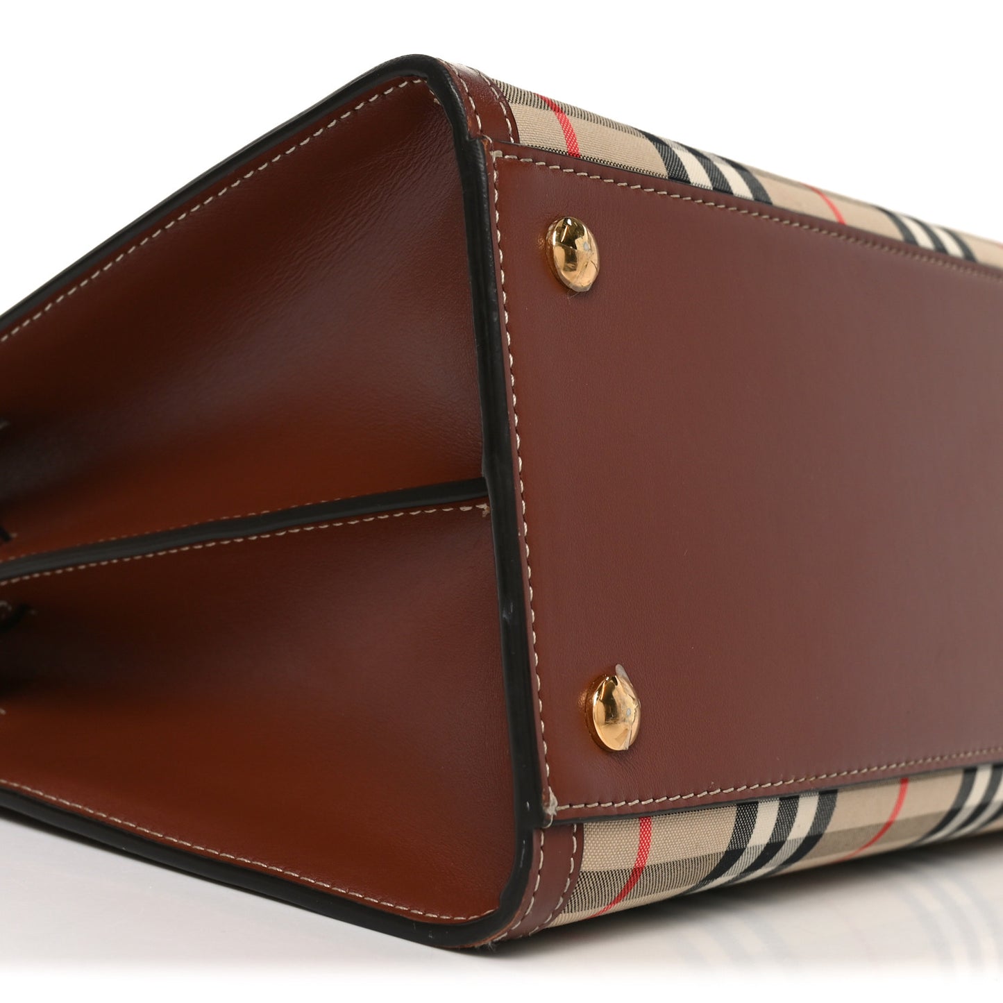 Calfskin Vintage Check Two Handle Title Bag Archive Beige