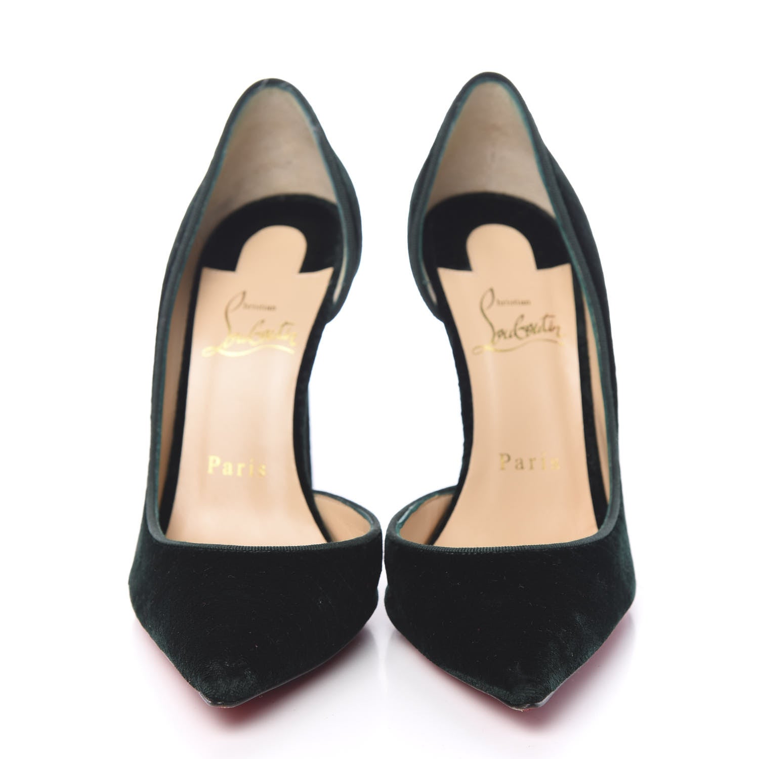 Christian Louboutin Velluto Stamp Iriza 100 Pumps 36.5 Verde 2 of 18