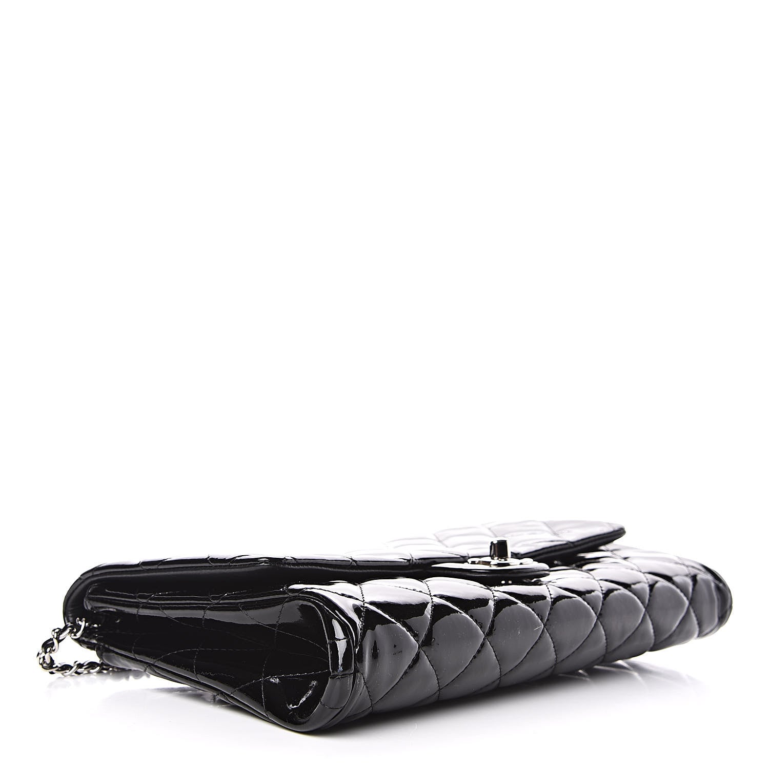 Chanel Patent Quilted Clutch with Chain Flap Black 4 of 10