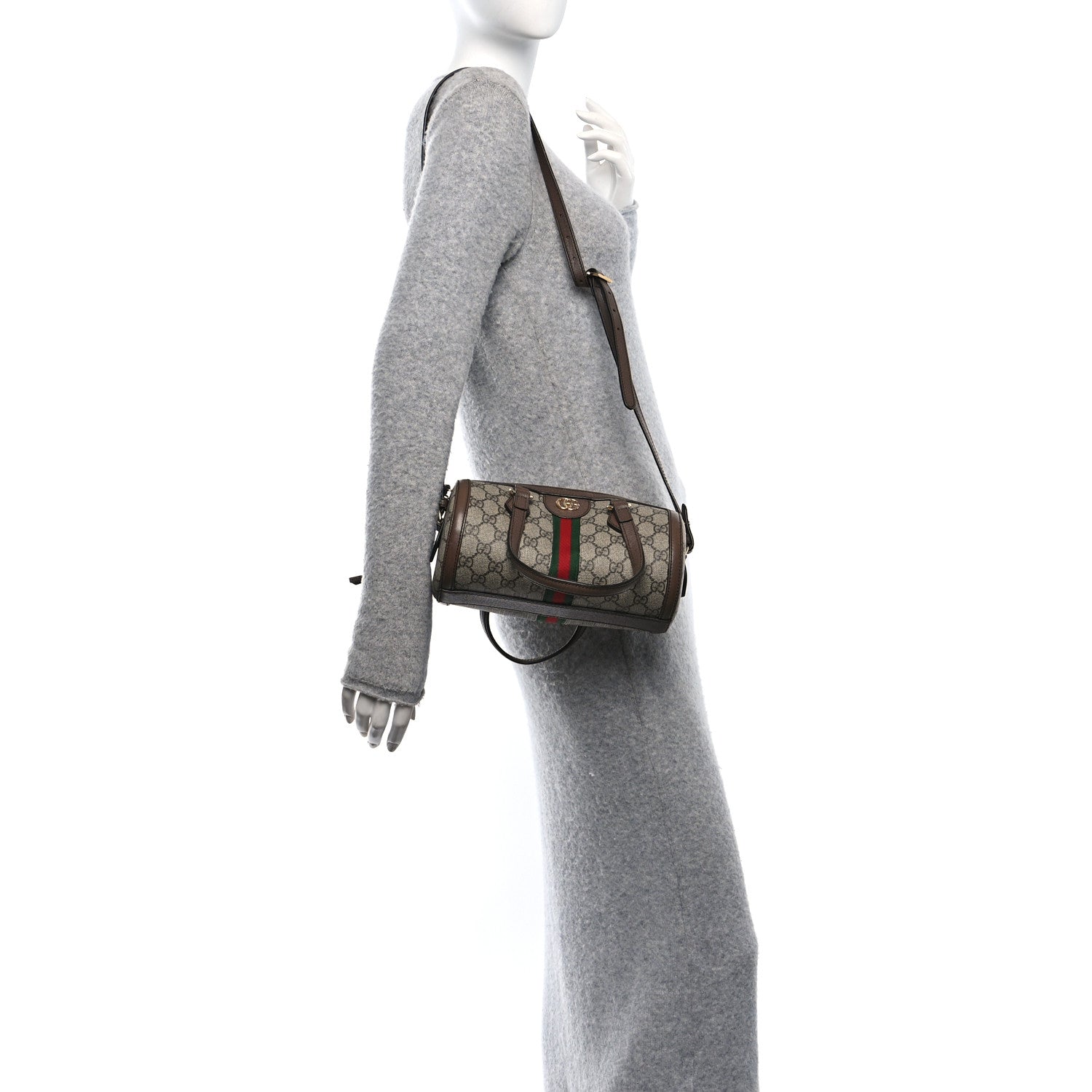 Gucci GG Supreme Monogram Web Small Ophidia Boston Bag Beige New Acero 3 of 11