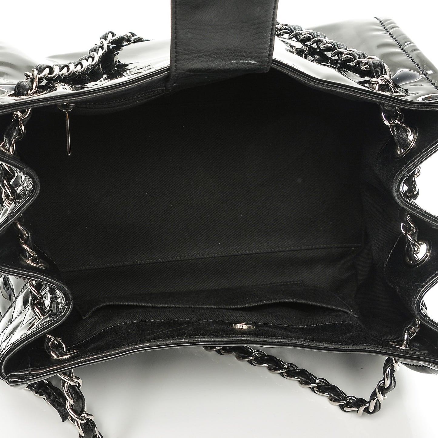 Vinyl Accordion Tote Black
