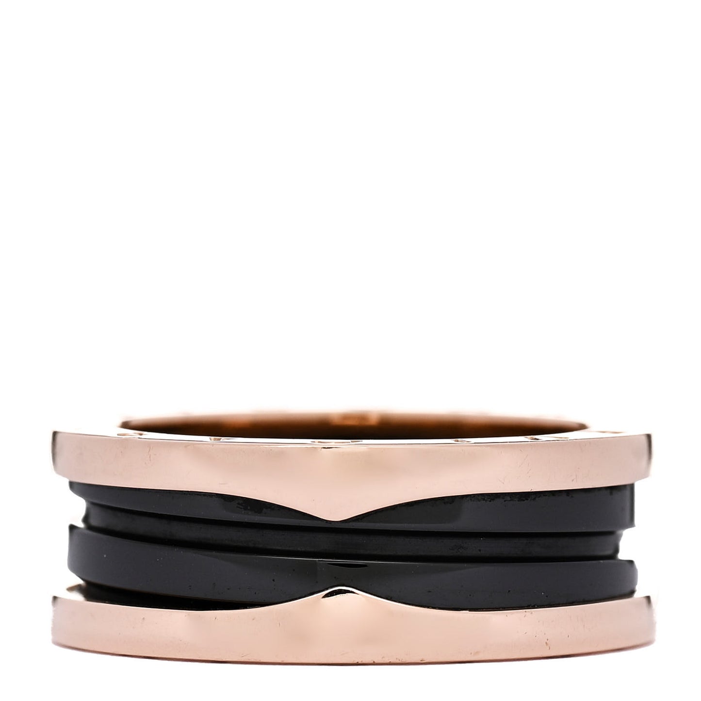 18K Rose Gold Black Ceramic B.Zero1 Two-Band Ring 58 8.25