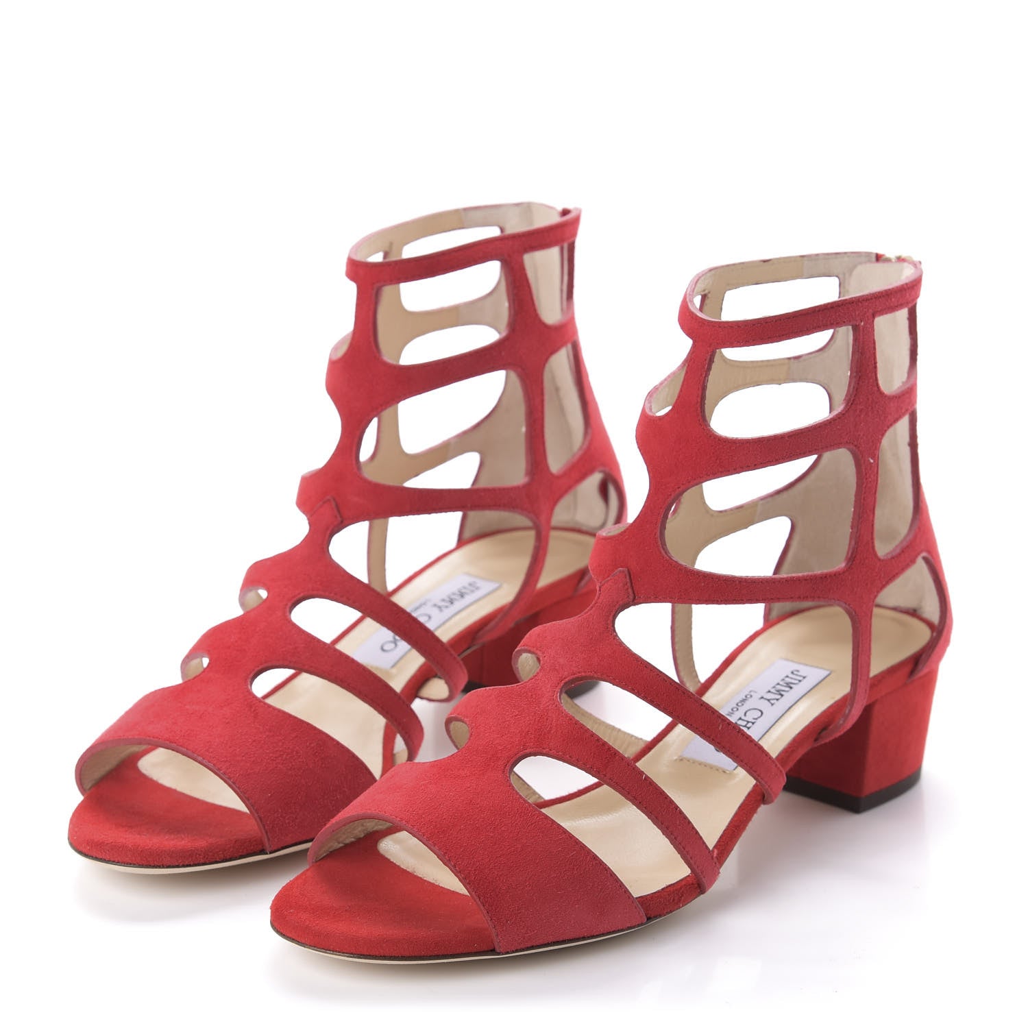 Jimmy Choo Suede Ren 35 Sandals 38.5 Red 3 of 8