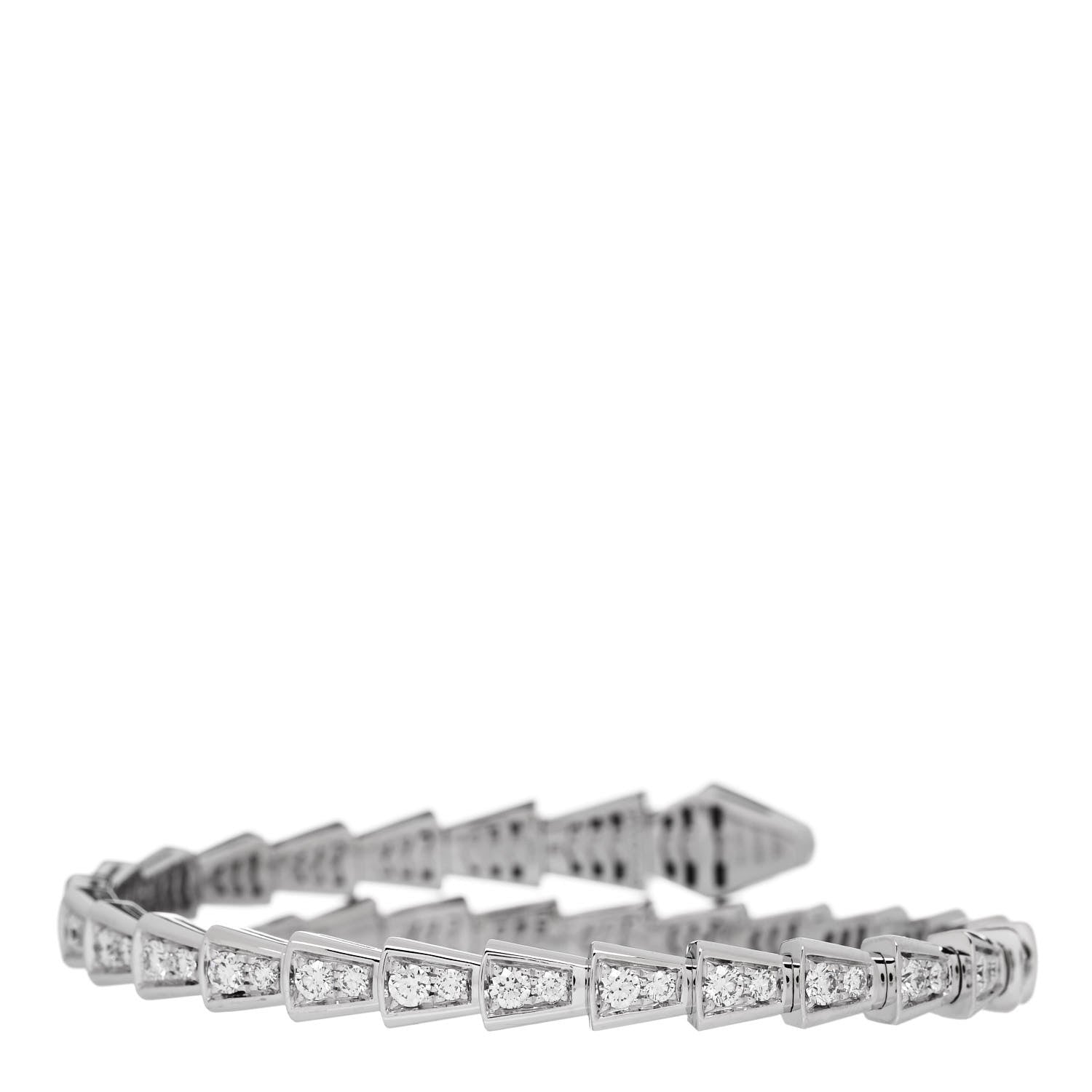 Bulgari 18K White Gold Diamond Serpenti Viper Pave Bracelet M 2 of 4