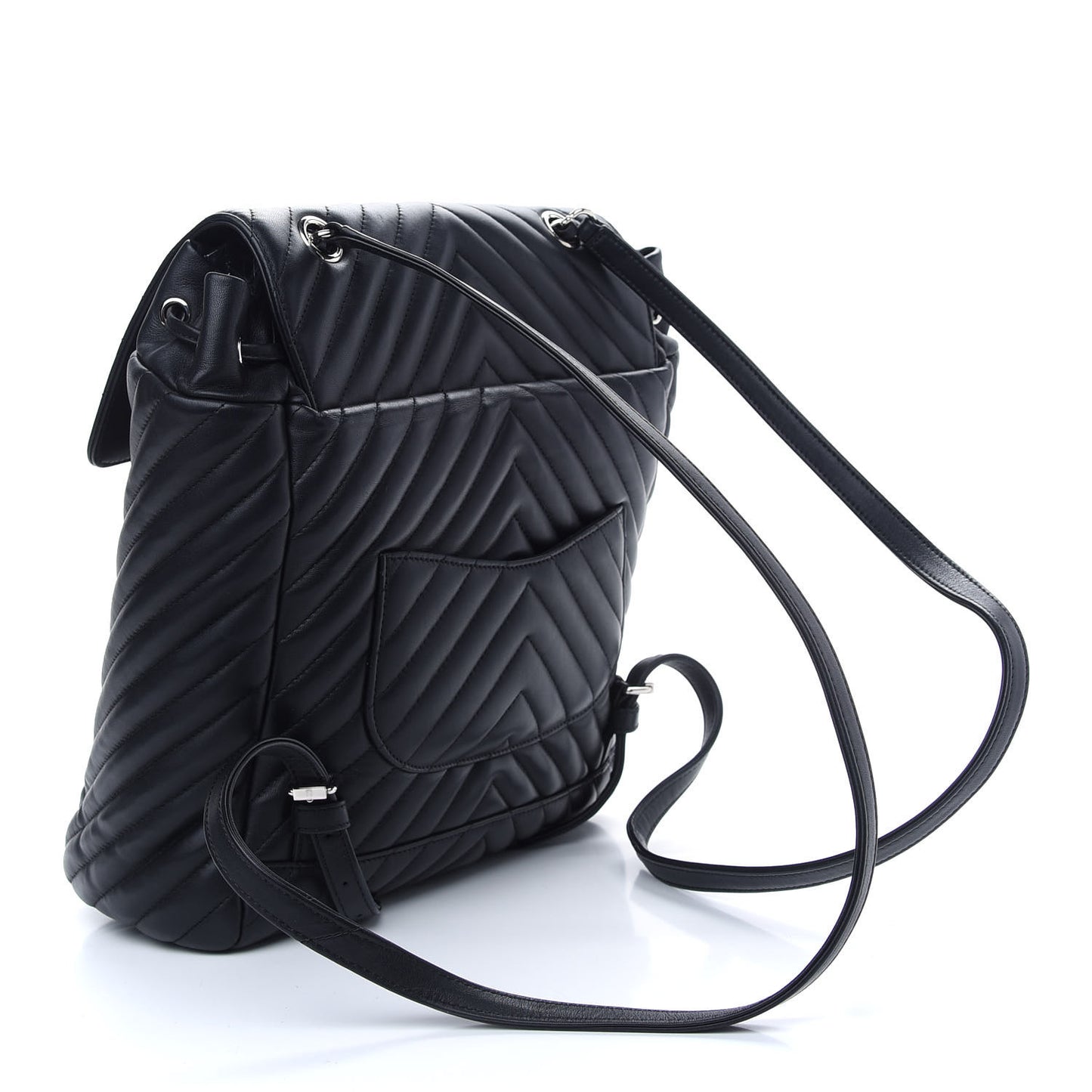 Calfskin Chevron Quilted Large Urban Spirit Backpack Black