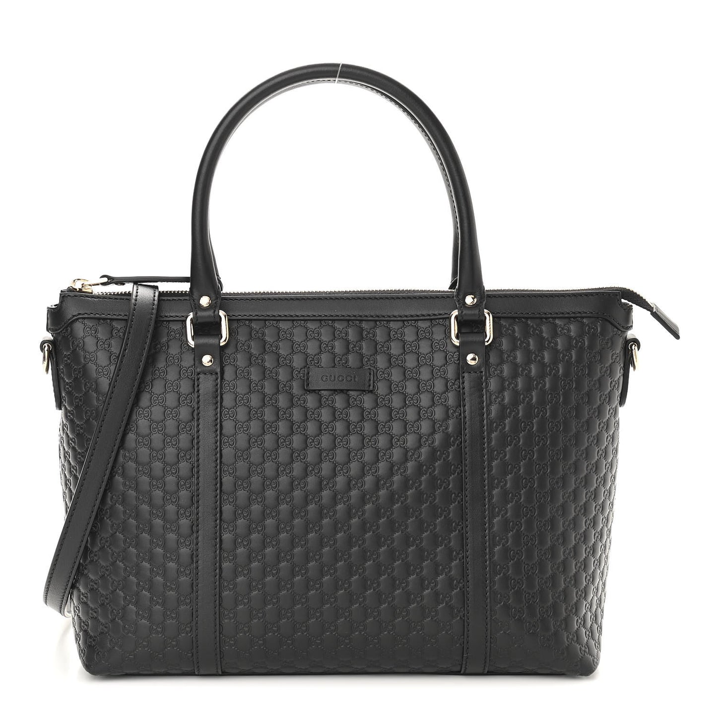 Soft Microguccissima Small Zippered Satchel Black