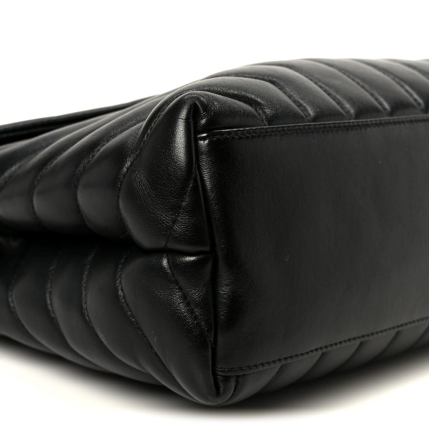 Calfskin Y Quilted Monogram Medium Loulou Chain Satchel Black