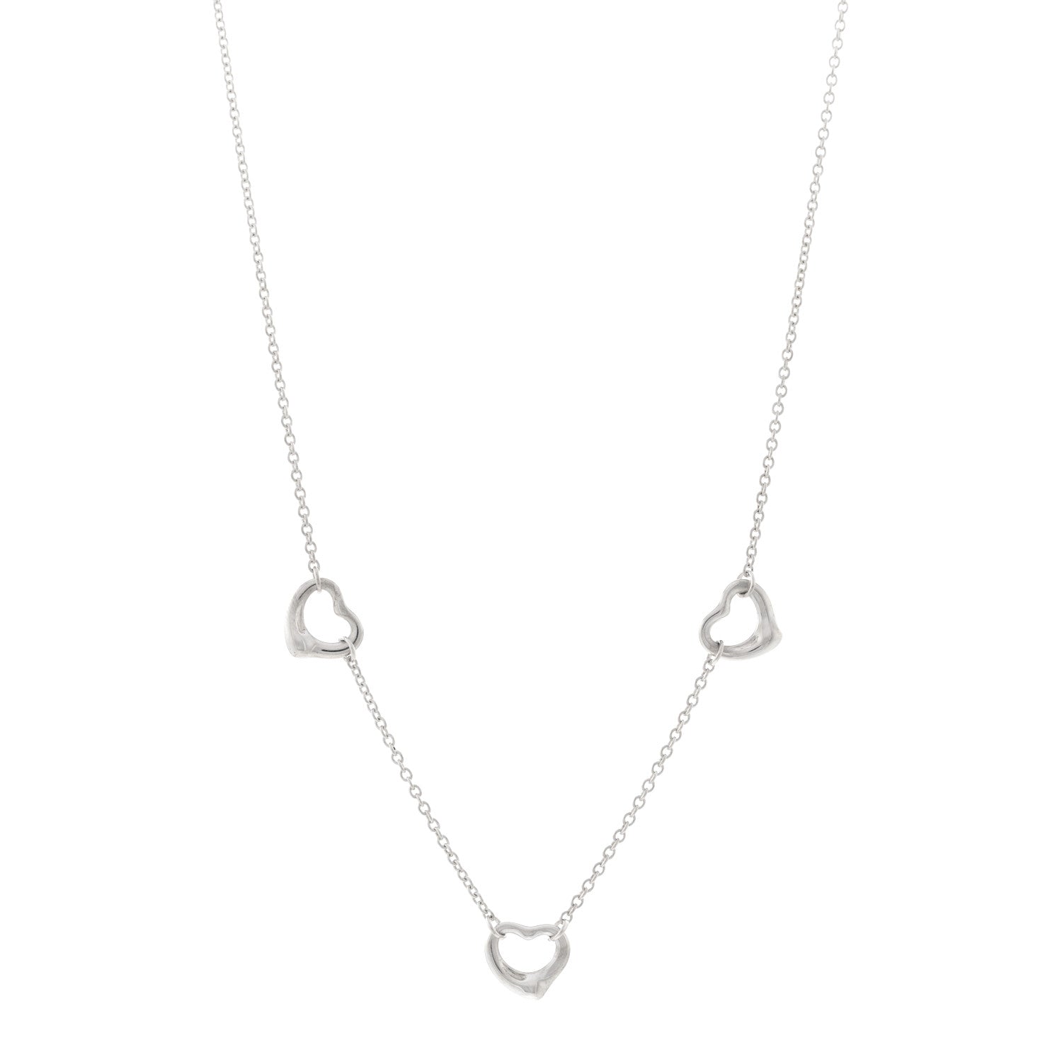 Tiffany Sterling Silver Elsa Peretti 3 Open Hearts Necklace 1 of 4
