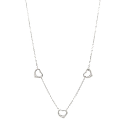 Tiffany Sterling Silver Elsa Peretti 3 Open Hearts Necklace 1 of 4