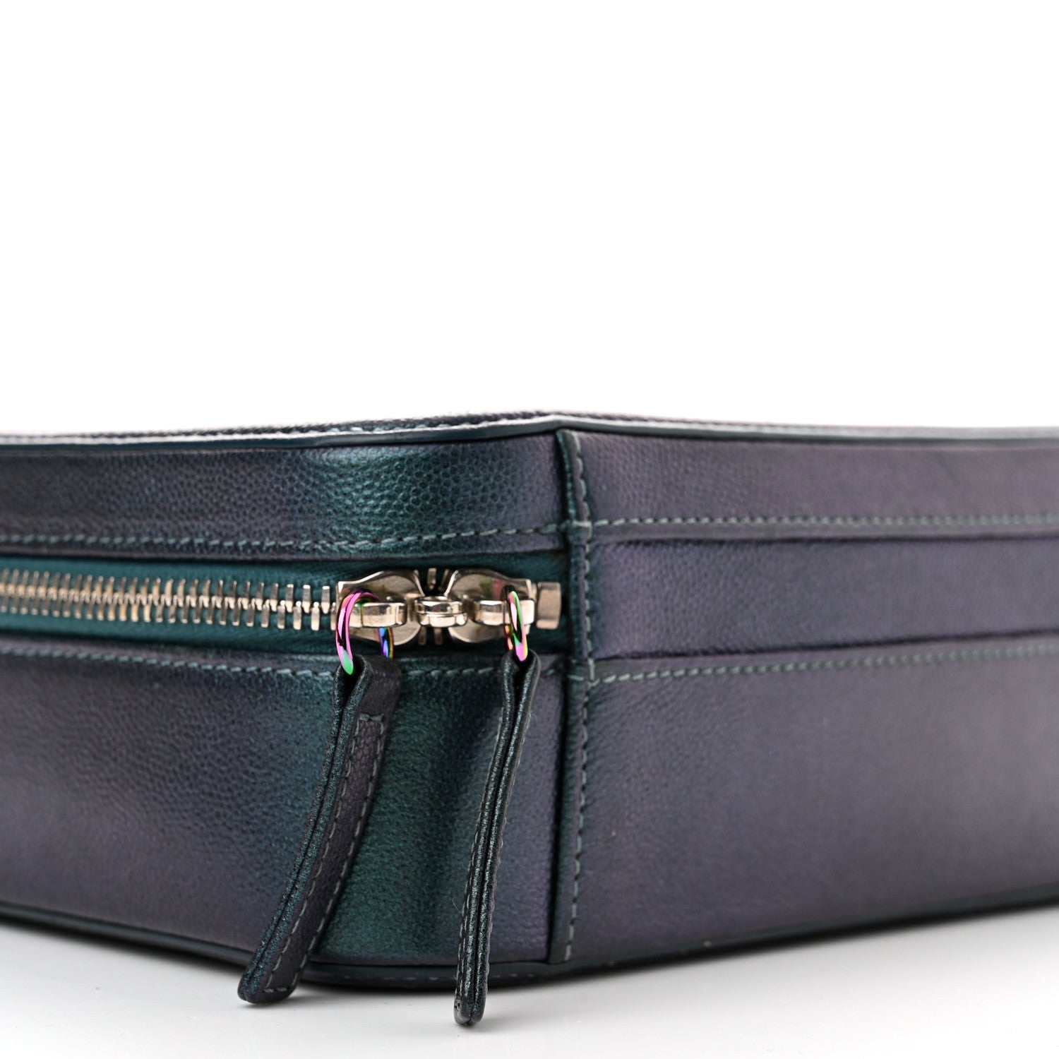 Chanel Iridescent Caviar Quilted Medium CC Filigree Vanity Case Dark Turquoise 9 of 13