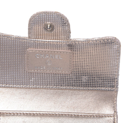 Chanel Metallic Calfskin Pixel Effect Quilted Compact Flap Wallet Gold 6 of 16