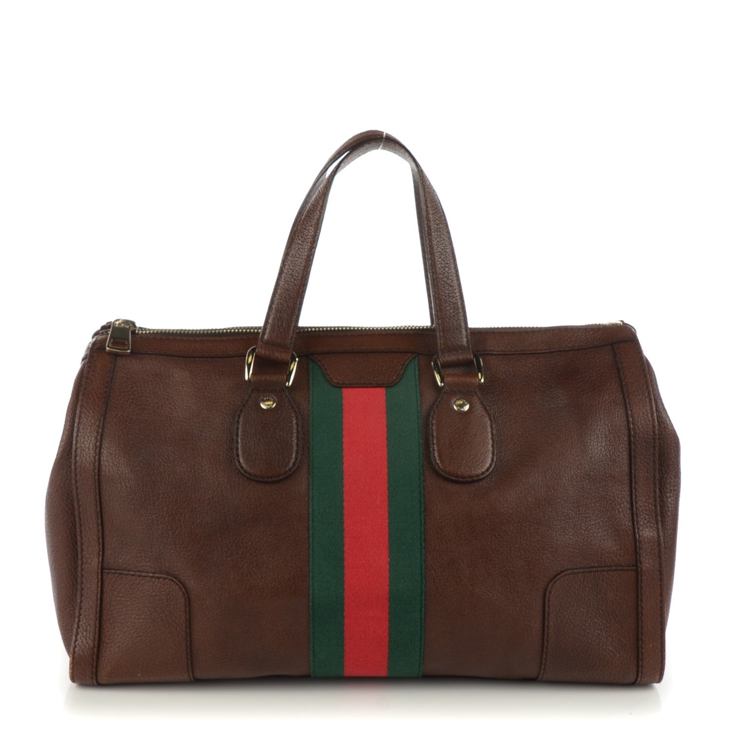 Gucci Calfskin Medium Web Seventies Tote Brown 1 of 8