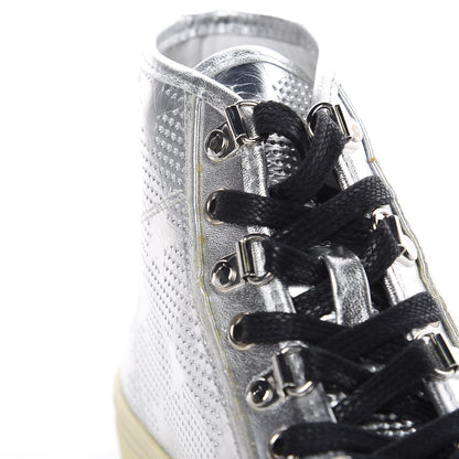Saint Laurent Metallic Calfskin Lambskin Star Rivington High Top Sneakers 39 Argento 11 of 11