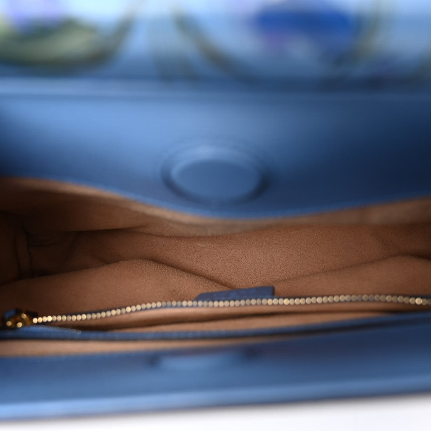 Calfskin Bamboo Web New Flora Small Nymphaea Top Handle Bag Azure