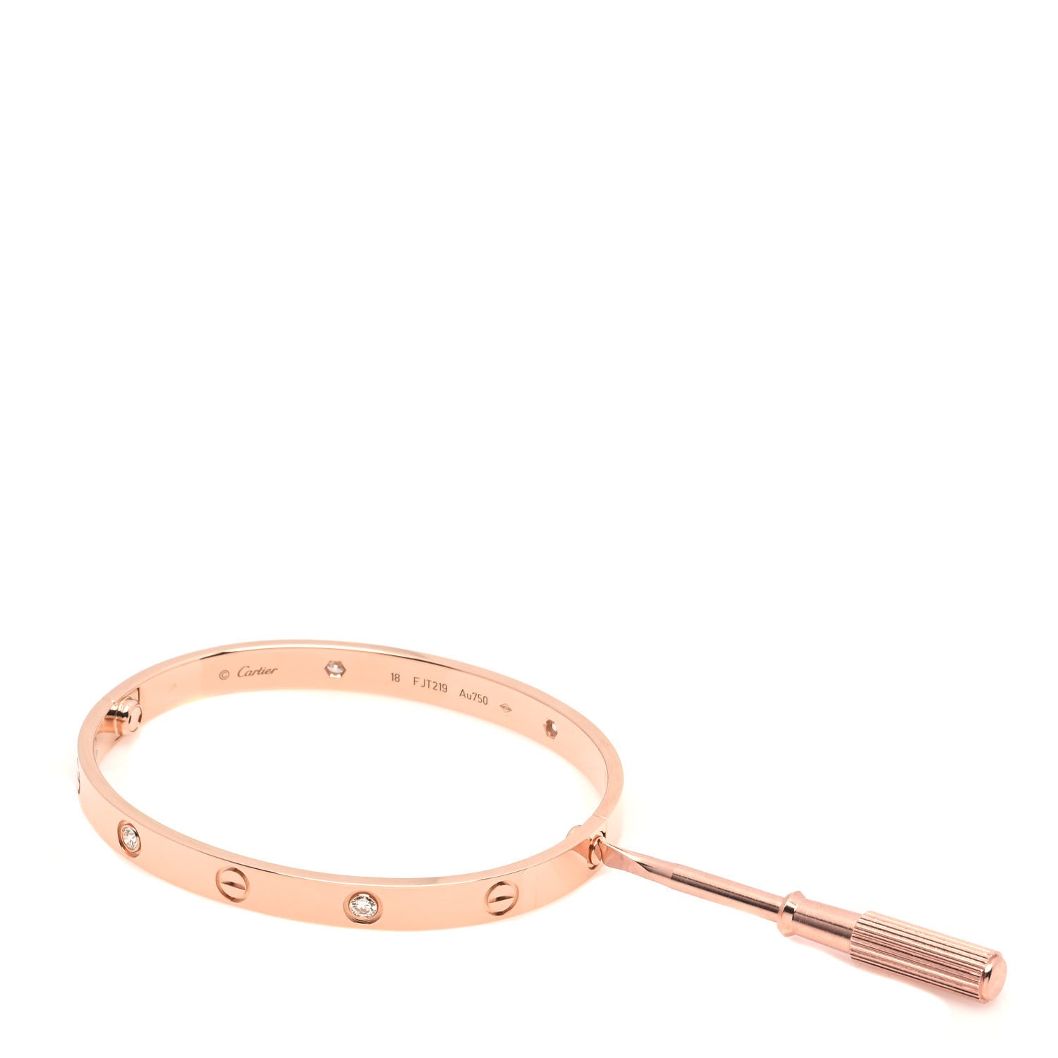 Cartier 18K Pink Gold 4 Diamond LOVE Bracelet 18 3 of 4