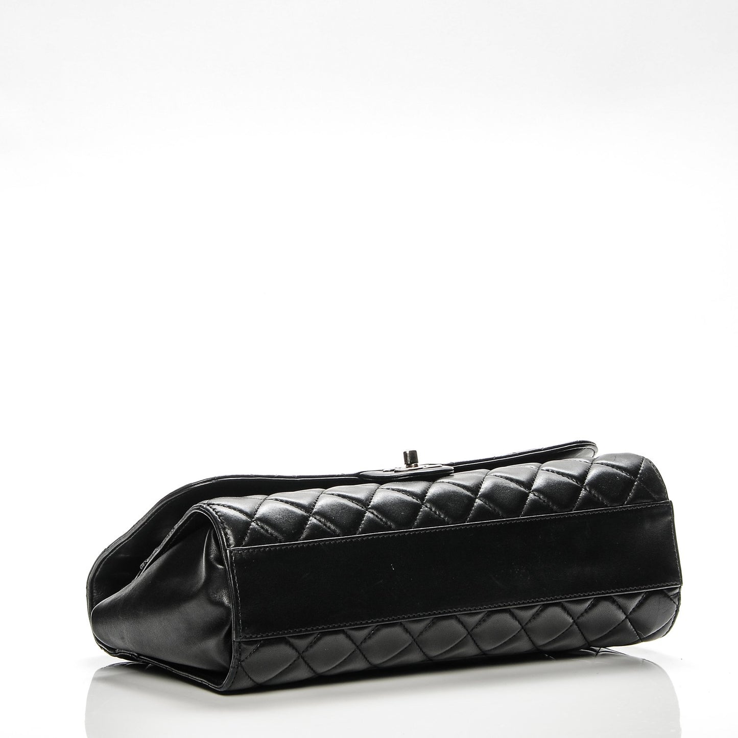Lambskin Quilted Jumbo Grocery By Chanel Drawstring Shopping Bag Black