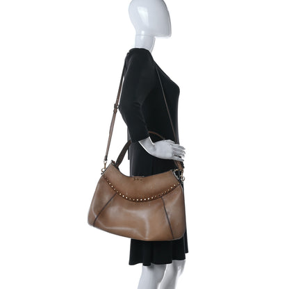 Valentino Garavani Buffed Calfskin Medium Twinkle Studs Hobo Camel 3 of 23