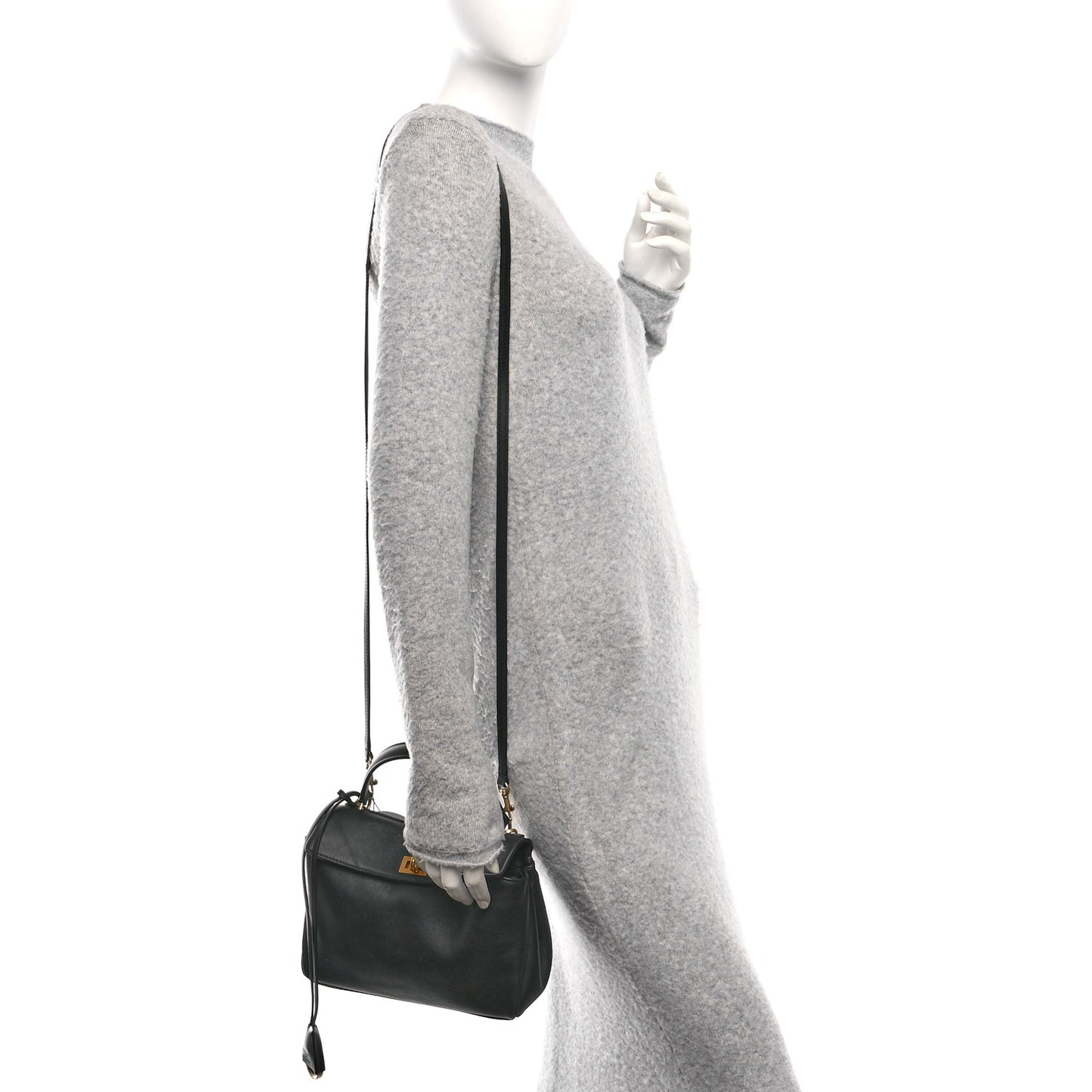 Natural Smooth Calfskin Mini Rodeo Top Handle Handbag Black