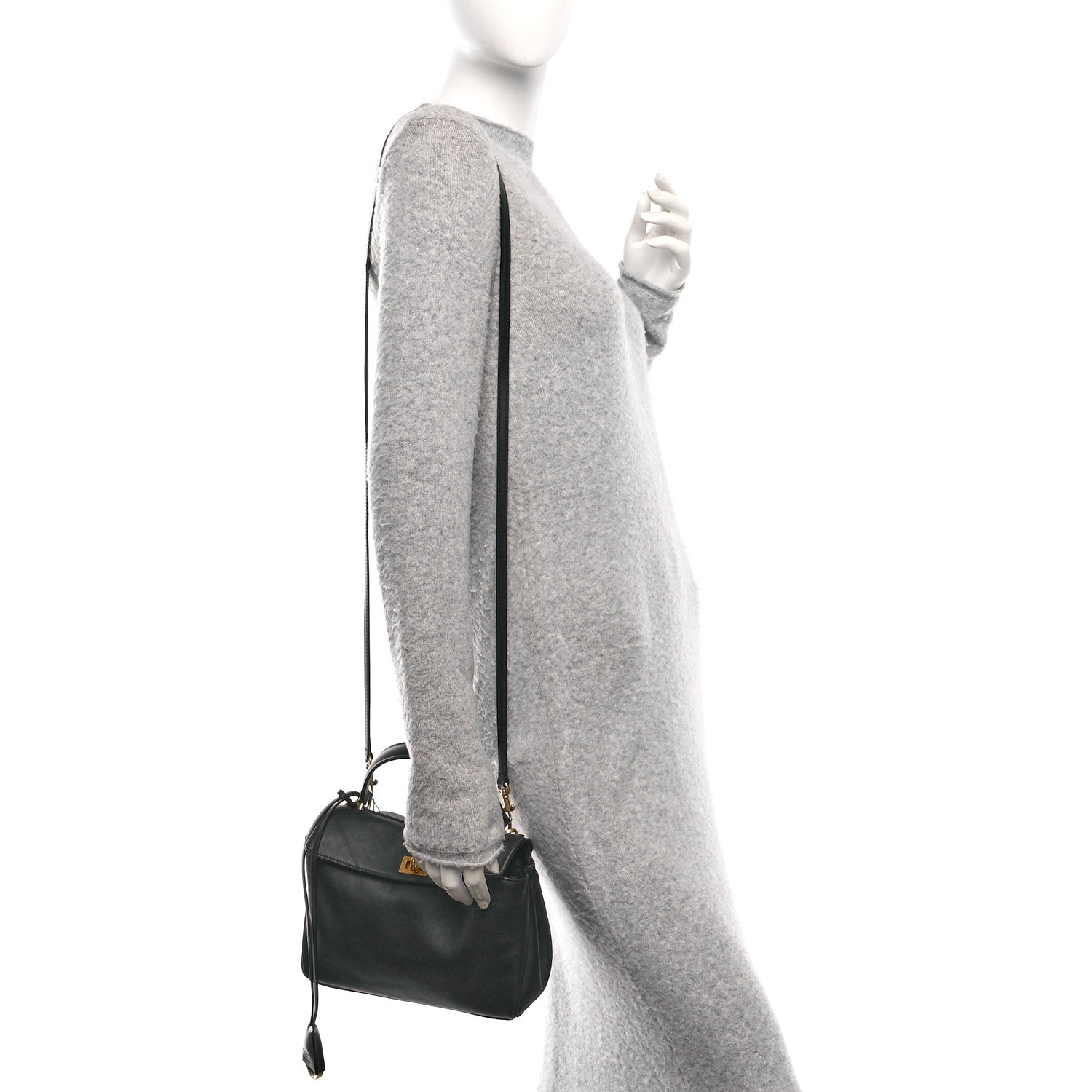 Balenciaga Natural Smooth Calfskin Mini Rodeo Top Handle Handbag Black 2 of 9