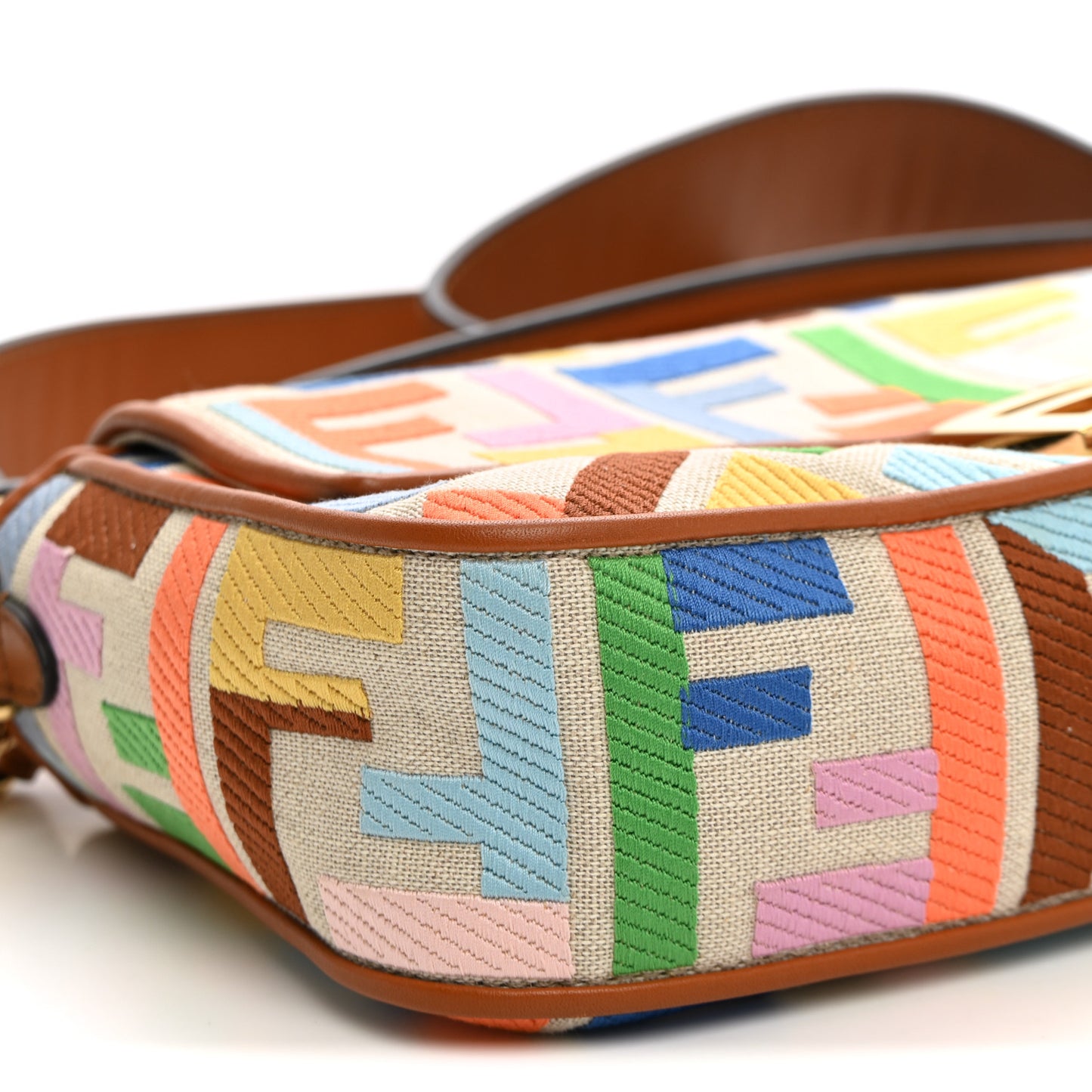 Kuban Canvas Vitello King FF Embroidered Baguette Grezzo Multicolor