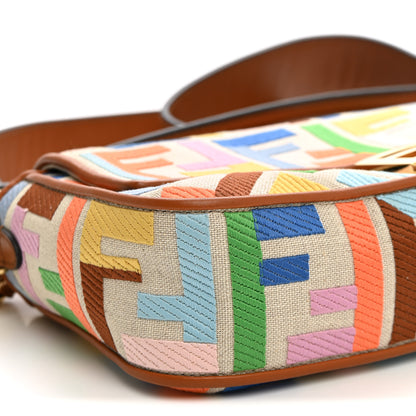 Fendi Kuban Canvas Vitello King FF Embroidered Baguette Grezzo Multicolor 9 of 10