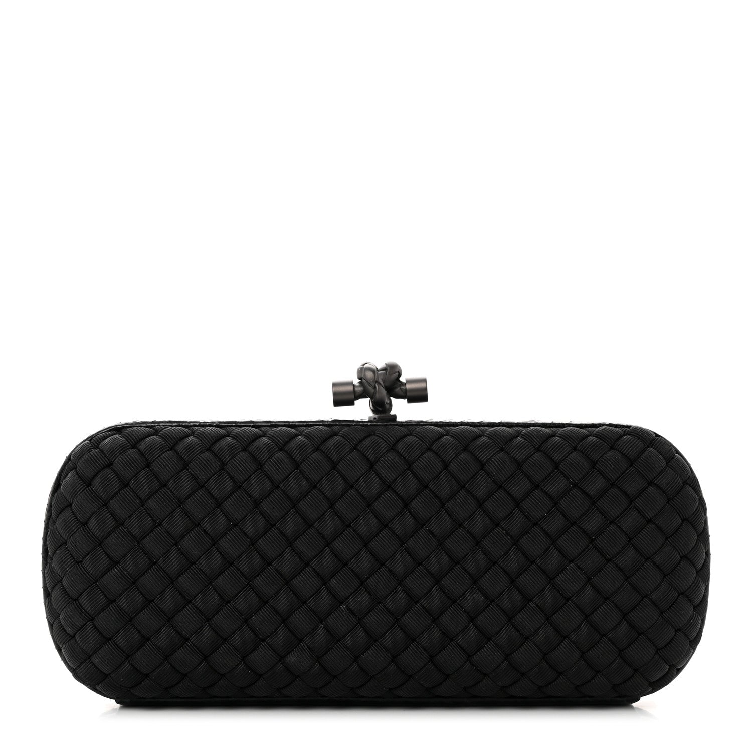 Bottega Veneta Satin Ayers Intreccio Impero Stretch Knot Clutch Black 1 of 9