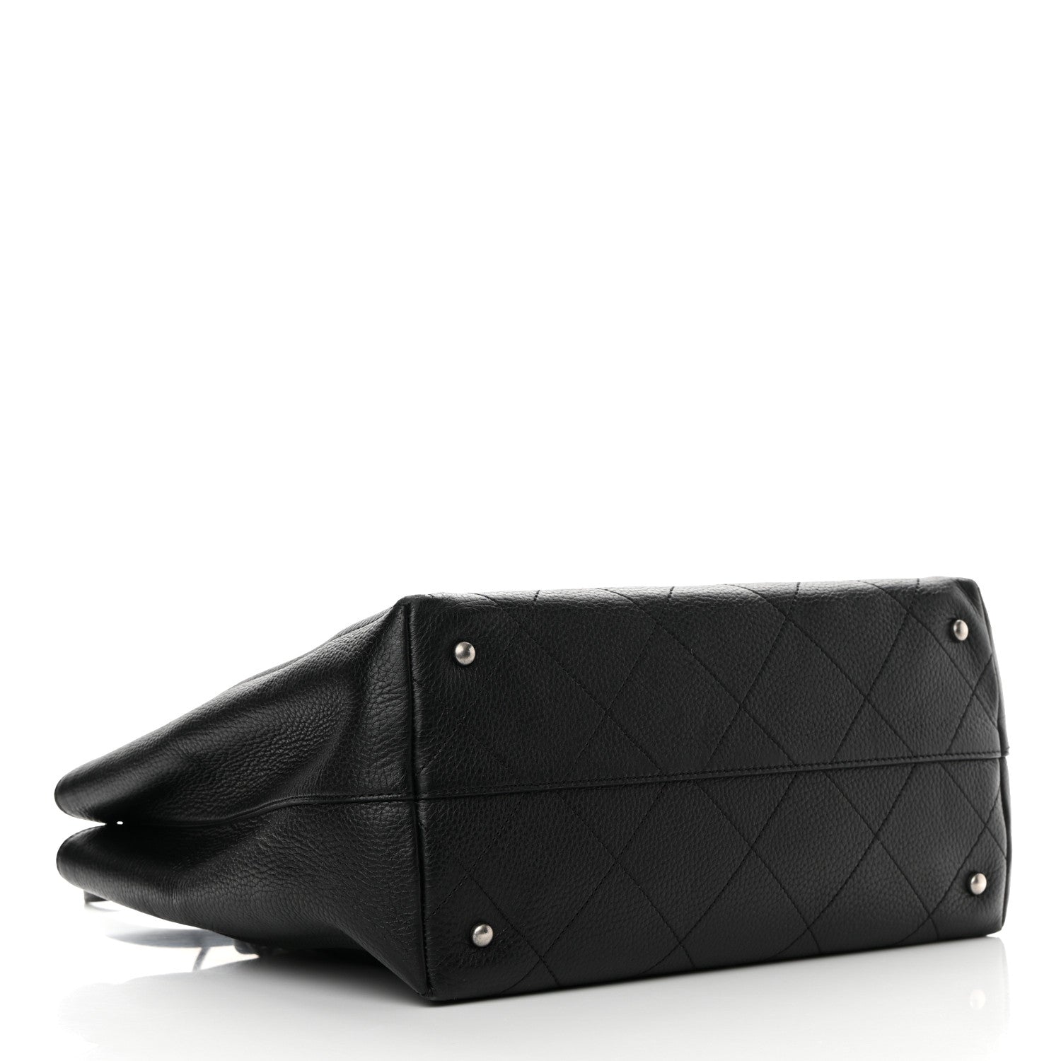 Chanel Deerskin Stitched Medium CC Shopping Tote Black 4 of 16