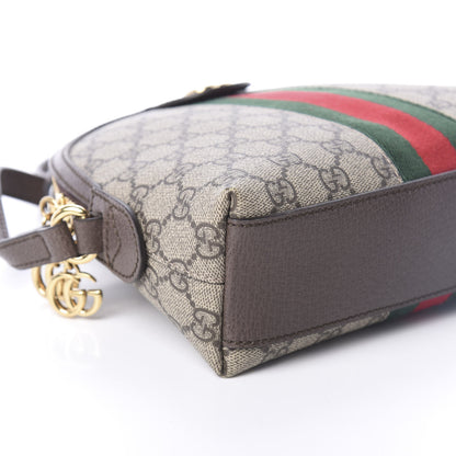 Gucci GG Supreme Monogram Textured Dollar Calfskin Web Small Ophidia Dome Shoulder Bag Beige Ebony New Acero 8 of 9
